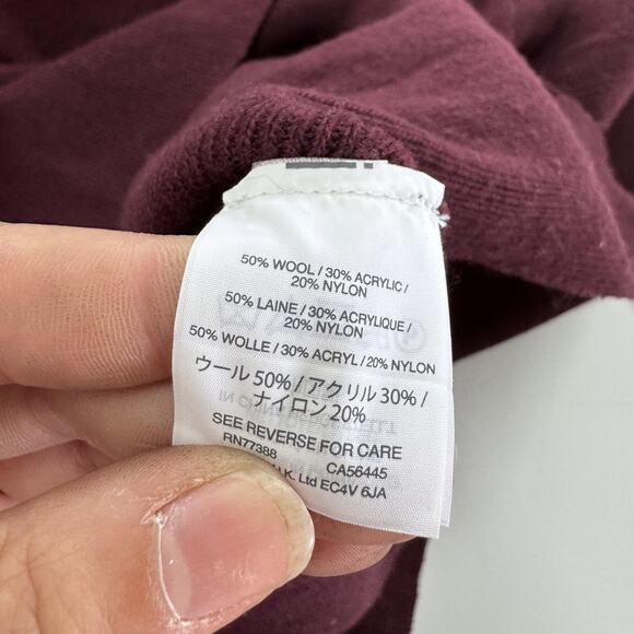 J Crew Sweater Womens Large Burgundy Wool Blend V Neck Bell Sleeve Pullover Knit - Picture 4 of 7